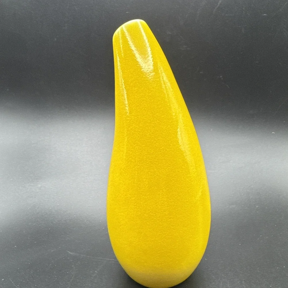 Jars France Bud Vase Ceramistas Yellow Handmade Ceramic Teardrop Rare Find‎